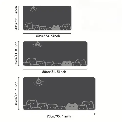 Imagen 2 del producto Alfombrilla de ratón de gato bonito, alfombrillas cuadradas grandes para mesa de juegos de oficina y ordenador, alfombrillas de ratón antideslizantes de goma, alfombrillas de escritorio de decoración pequeña