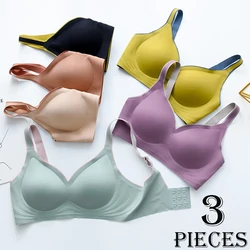 3pcs New Color Latex Underwear Gradient Jelly Strap Anti-skipping Bra No Steel Ring Beauty Back For Women 6 Colors Available