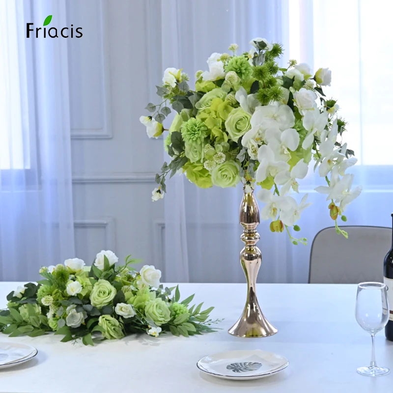 80 سنتيمتر إلى 35 سنتيمتر الأخضر الوردي الأبيض السحلية الجدول محور كرة زهرية الزفاف خلفية ديكور ترتيب الأزهار عداء الحدث الدعائم