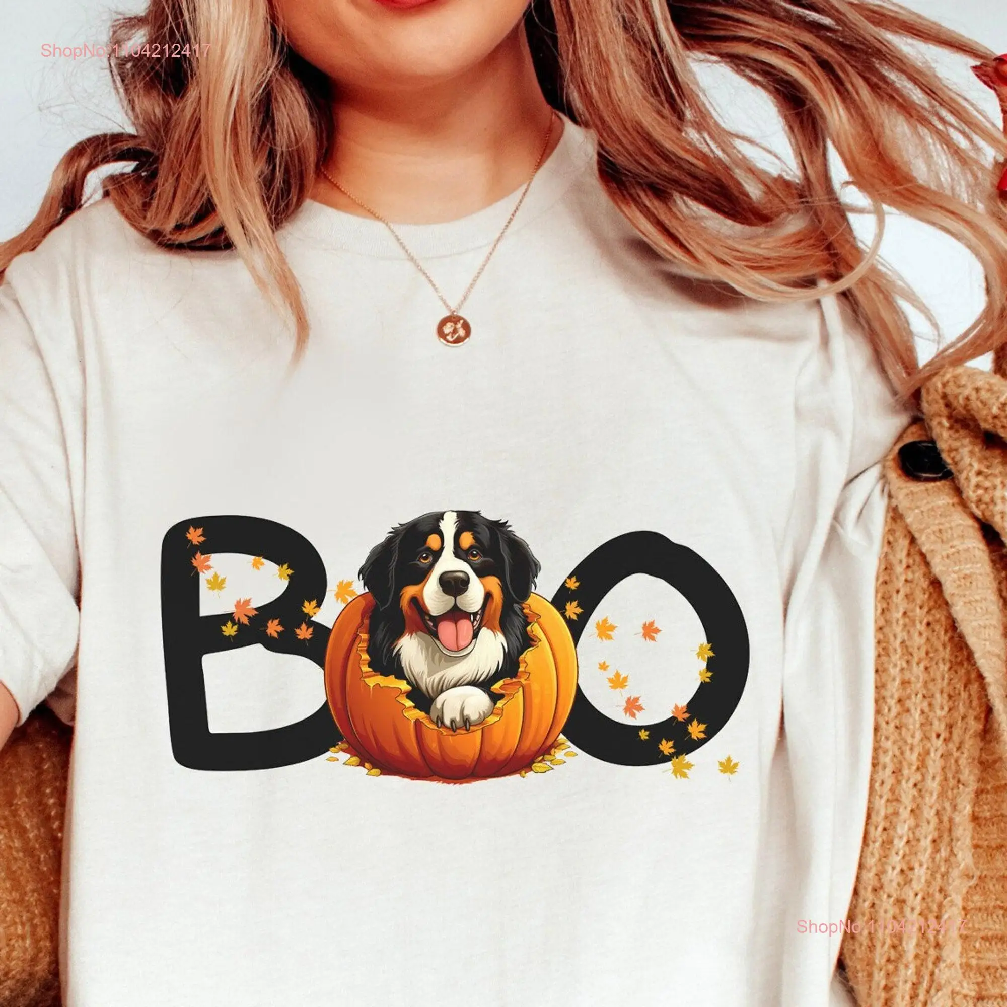 Bernese Dog Halloween T Shirt for Mom Person Boo Pumpkin Mama s long or short sleeves