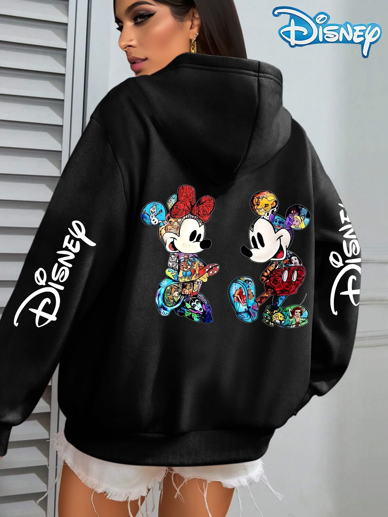

Женские толстовки с рисунком Микки Мауса Диснея, уличная одежда, толстовки унисекс большого размера, осенне-зимние флисовые повседневные универсальные