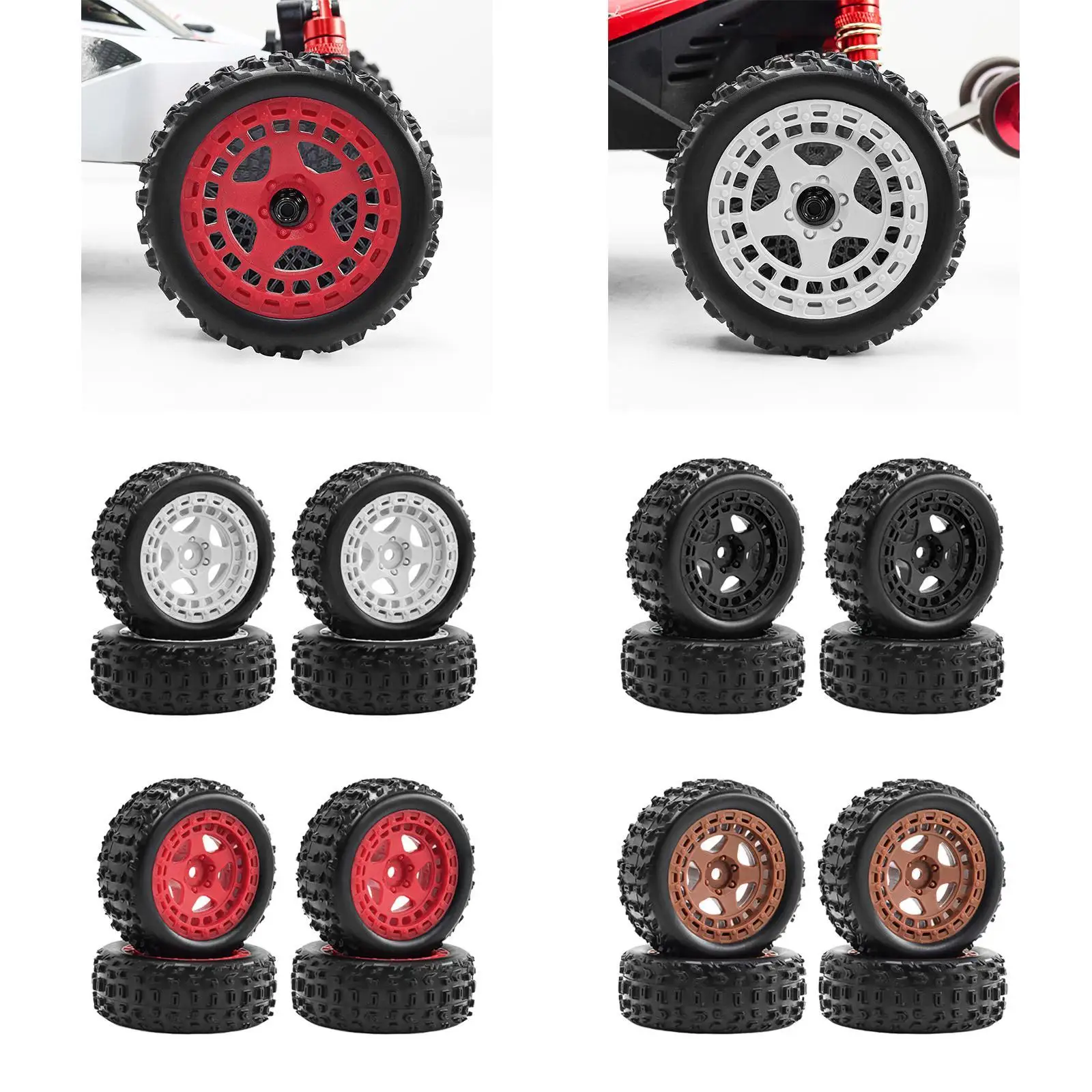 

4Pcs Wheels Rubber Tires Replacement for 1/18 2S 223S RC Truck Spare Parts