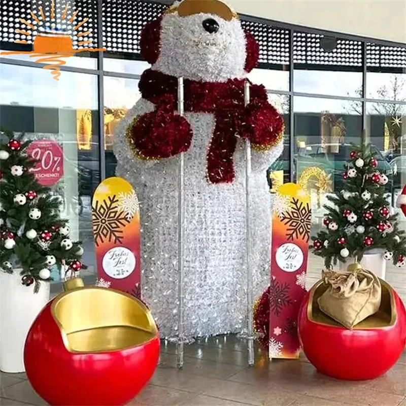 

Fiberglass christmas pieces shopping mall ornament ball chair for photo op selfie ball chair HOT SALES