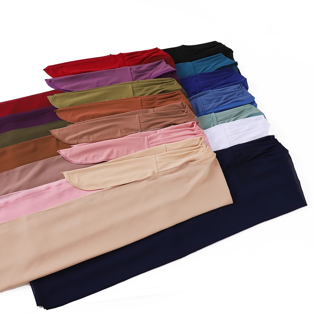 Muslimischer Kreuz-Krawatten-Chiffon, sofortiger Hijab, guter Stichschal, weicher Turban, schlichtes Stirnband, Wraps, Foulard-Schals, Lieferant – Detail 6