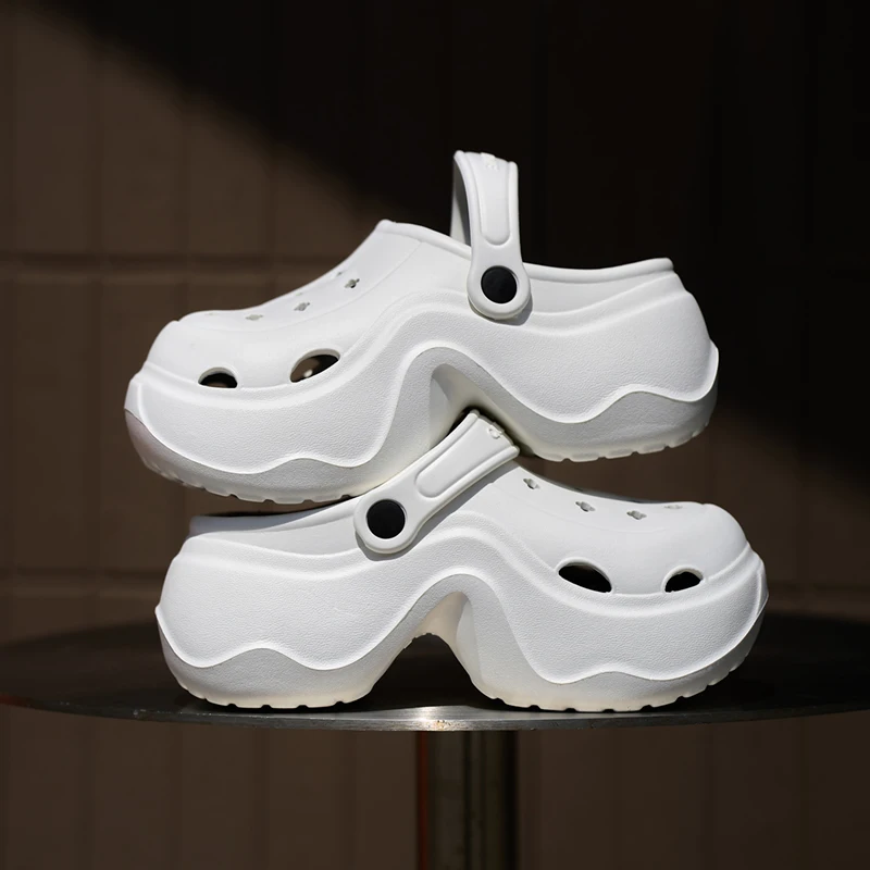 2025 новые модные женские сабо, сандалии на толстой подошве 6 см, тапочки с увеличенной высотой, нескользящая летняя уличная обувь с отверстиями