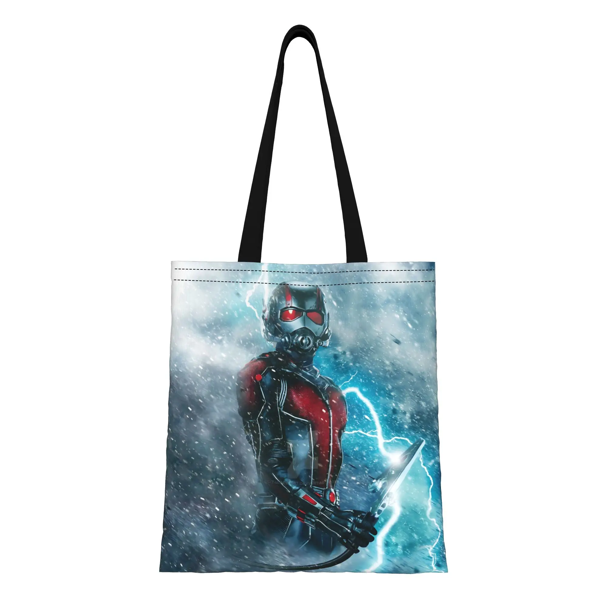 

1PC Large Capacity Science Fiction Ant Man Cool Design Ant-Man Canvas Tote Bag Foldable Chic Pattern No Closed Design