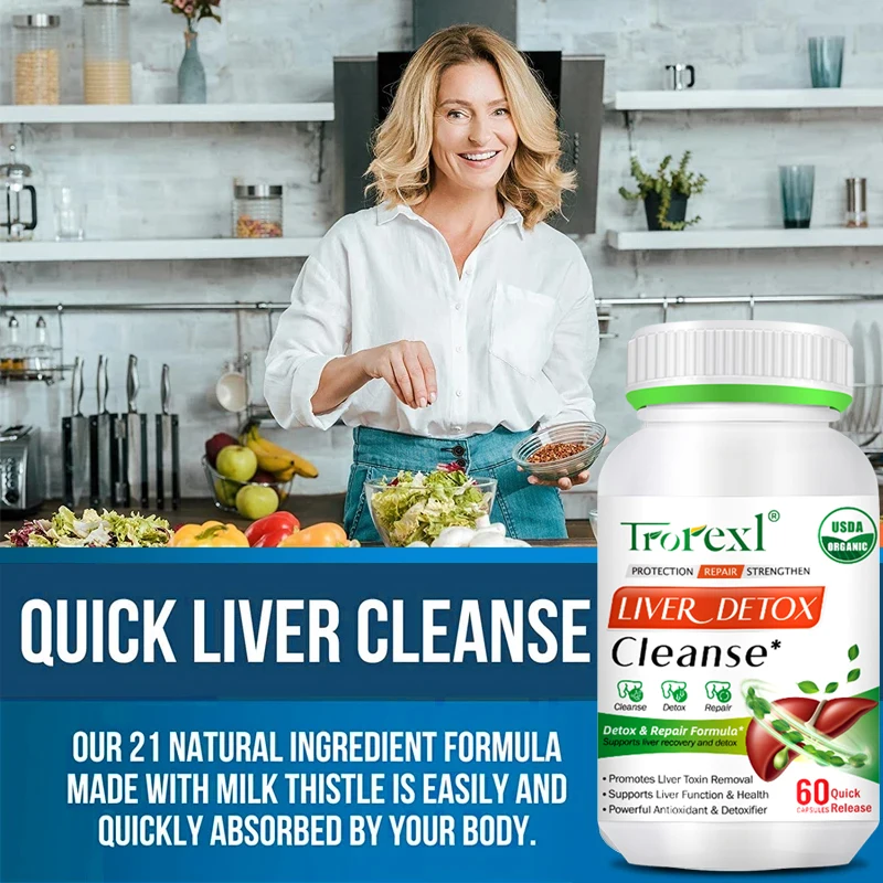 Liver Detox Cleanse Fatty Liver Repair, Liver Health, Detoxification, Antioxidant, Swelling Reduction, Milk Thistle Supplement