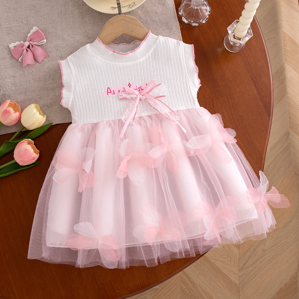 Summer New Sweet Bow Baby Girl Dress Cute Chiffon Children'S Clothing (9 Months -3 Years Old)