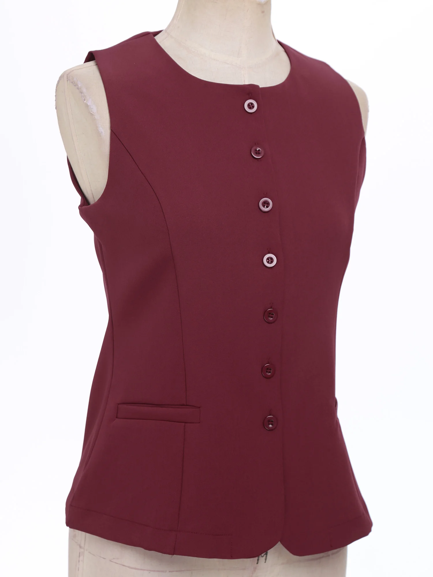 سترة عمل للنساء بدون أكمام صدريات رسمية سترات على الطراز الكوري صدرية بأزرار للمكتب للسيدات ملابس عمل للتنقل