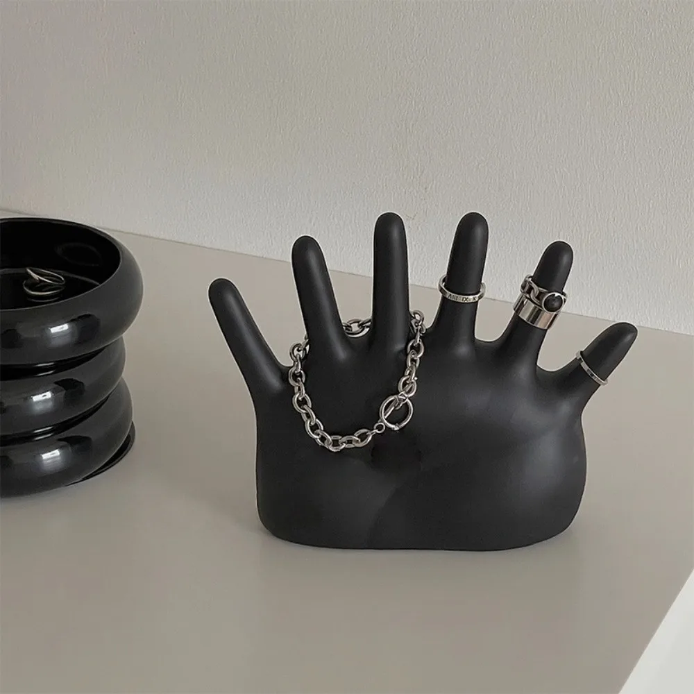 

6 Fingers Palm Shape Rings Holder Resin Crafts Watch Organizer Vintage Simple Palm Shape Jewelry Display Stand