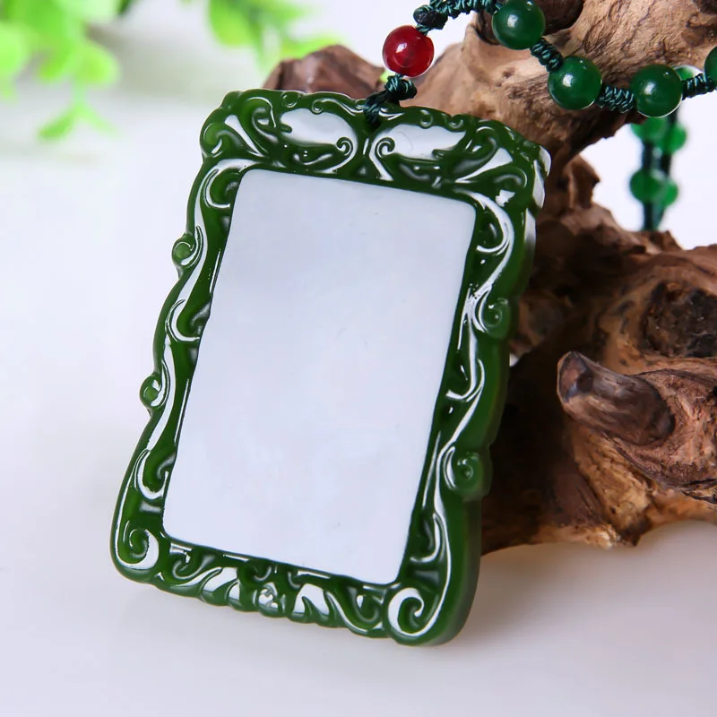 Market Direct Supply Jade Pendant Men's and Women's Couple Mine Timber Xinjiang Hetian Jade Green Jade Carved Lucky Pendant Pend