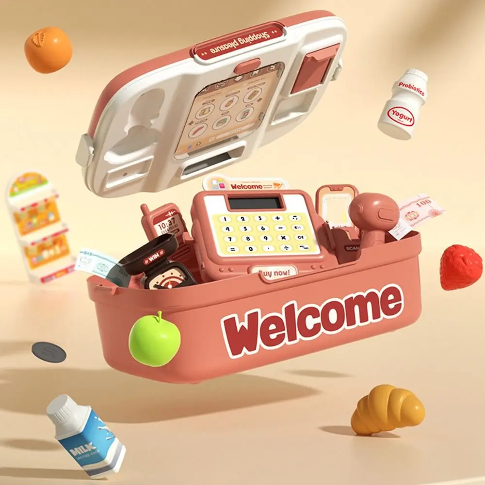 Simulation de caissier rose vert, 64 pièces, conception d'imitation, développement de l'intelligence, dépanneur, jeu interactif en plastique