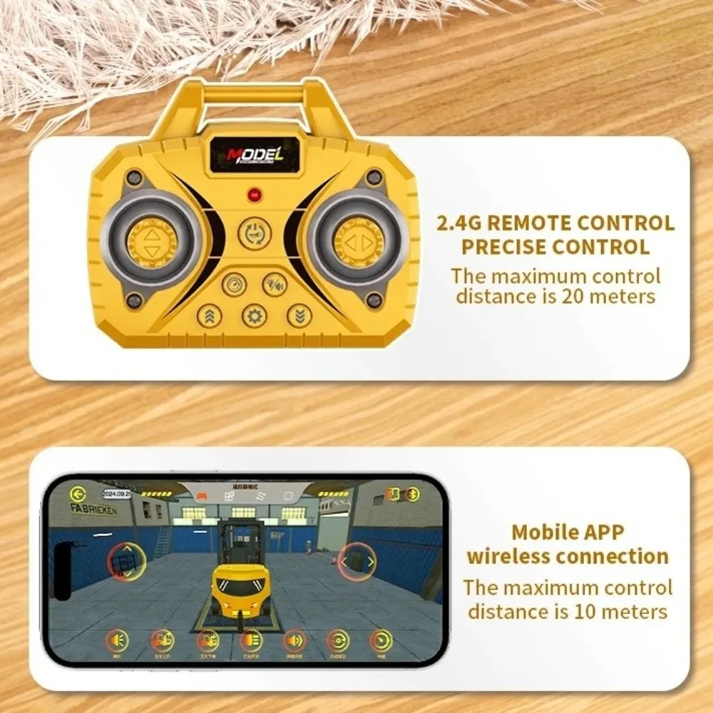 2.4G Remote Control Remote Control Forklift Variable Speed Alloy Material RC Engineering Vehicle Lighting Effects