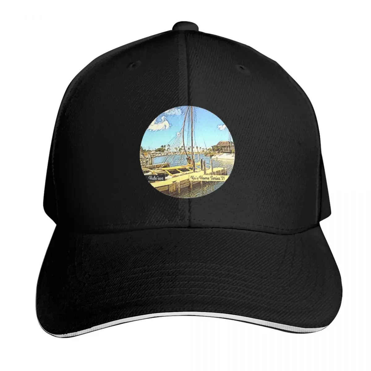 Ku'u Home Series: Hale'iwa Boat Harbor Baseball Cap Gift for Him Her Casual Daily Wear Quick Dry Performance