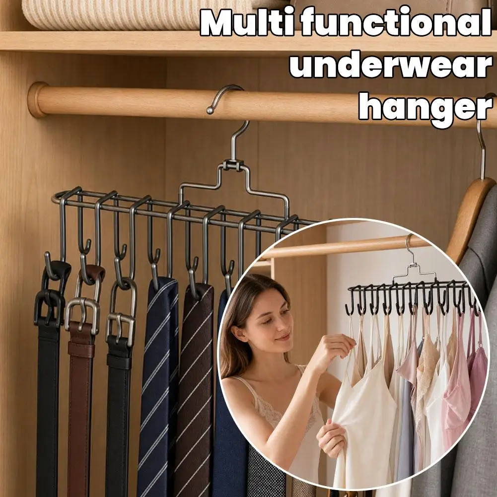 Organizer-Approved Multi-Function Lingerie Hanger Space-Saving Tank Top Bra Rack One Hook Multiple Slots Closet Storage view 2