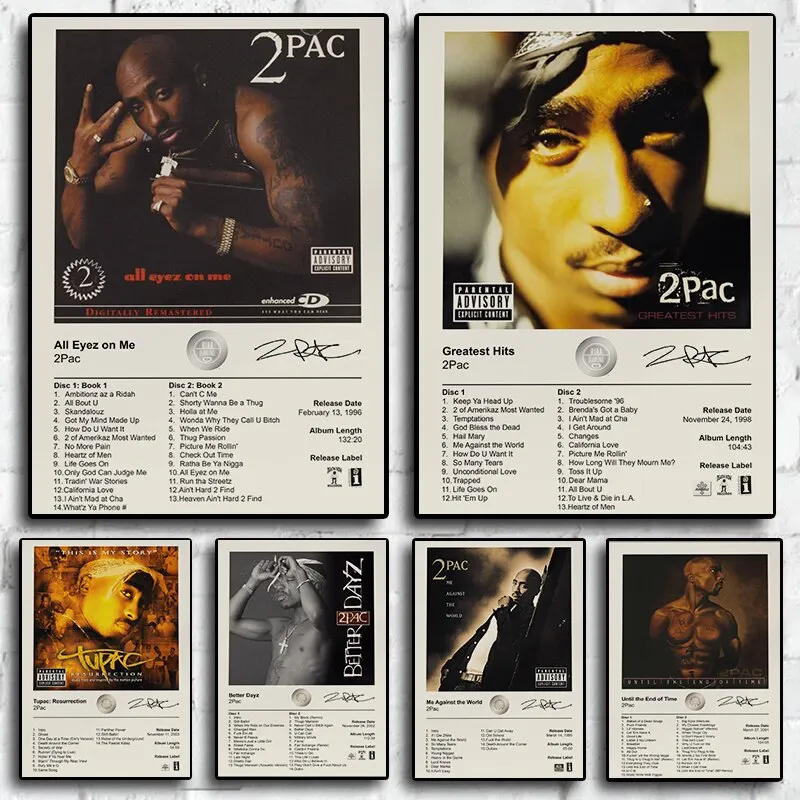 Vintage s Hip Hop Art Pac Music Album Canvas Painting Print Posters for Living Room Wall Decor  Perfect Gift