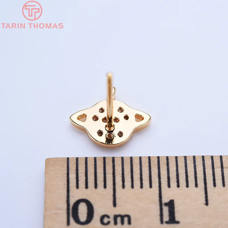 (2220)4PCS 9.3*7.5mm 24K Gold Color Brass with Zircon surround Planet Stud Earrings High Quality Diy Jewelry Findings Accessorie