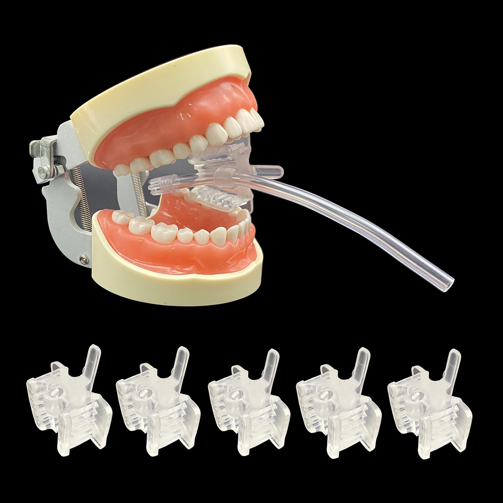 5 szt. Bloczków dentystycznych wkładka oralna do jamy ustnej silikonowa blokada z podpórką, trzymająca wypychacz śliny, przyssawka, retraktor