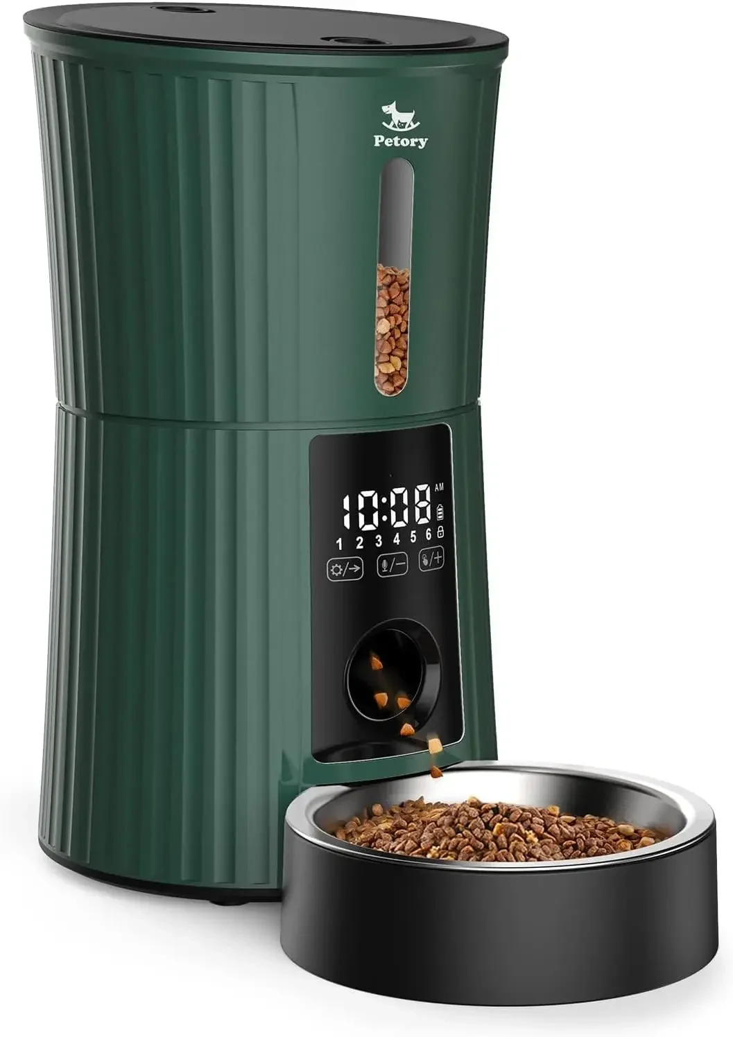 Timed Automatic Cat Feeders - 4L Programable Dry Food Dispenser for Cats and Small Medium Dogs 6 Meals with Desiccant Bag