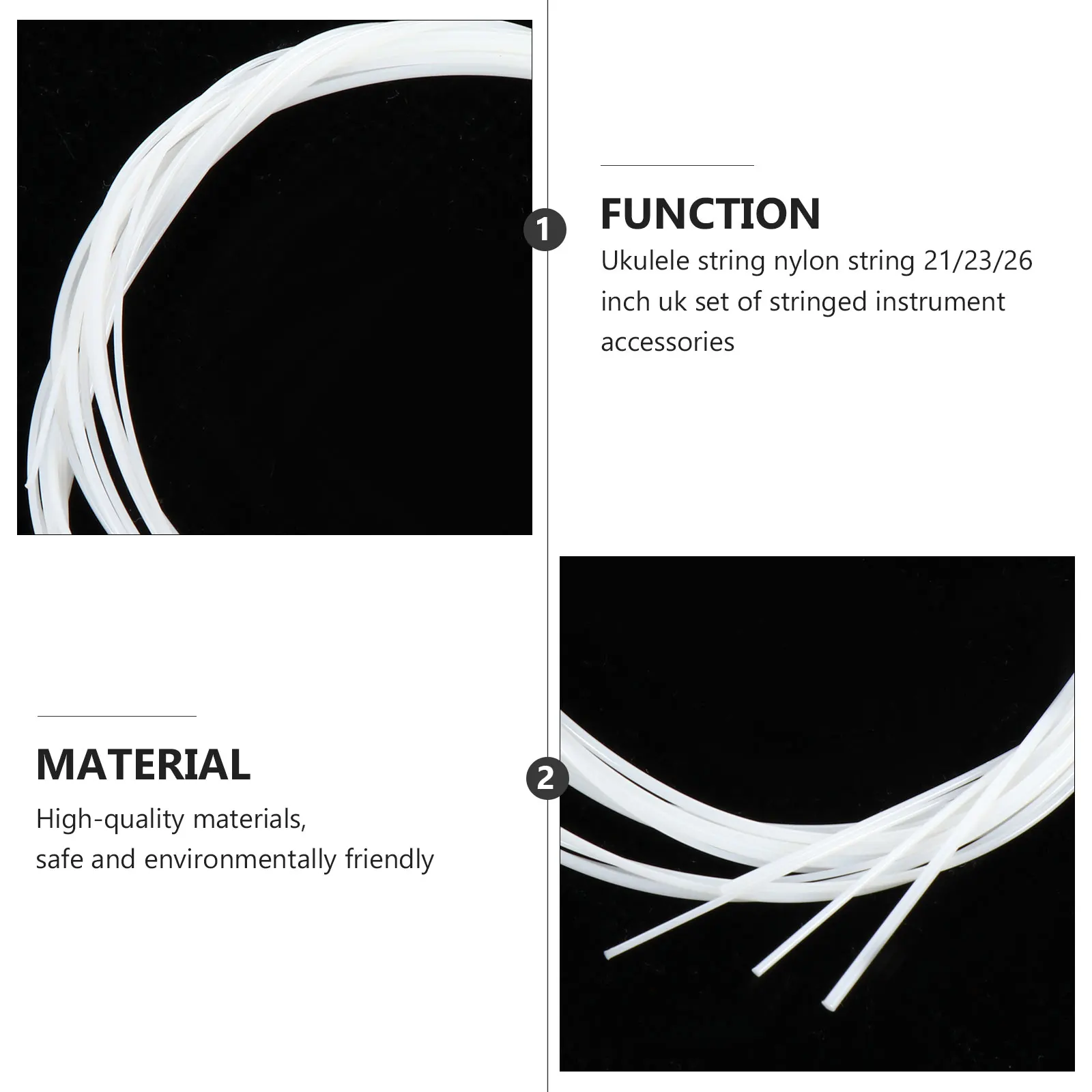 

5Sets Ukulele Strings Universal Durable Nylon Replacement Clear Bright Sound Great for Ukulele Repair Accessories
