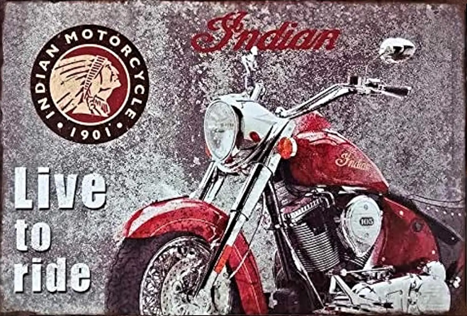 AshBro Vintage Tin Signs Live To Ride Vintage Metal Signs Perfect Mancave Garage Signs and Decor Motorcycle Metal Wall Signs -al