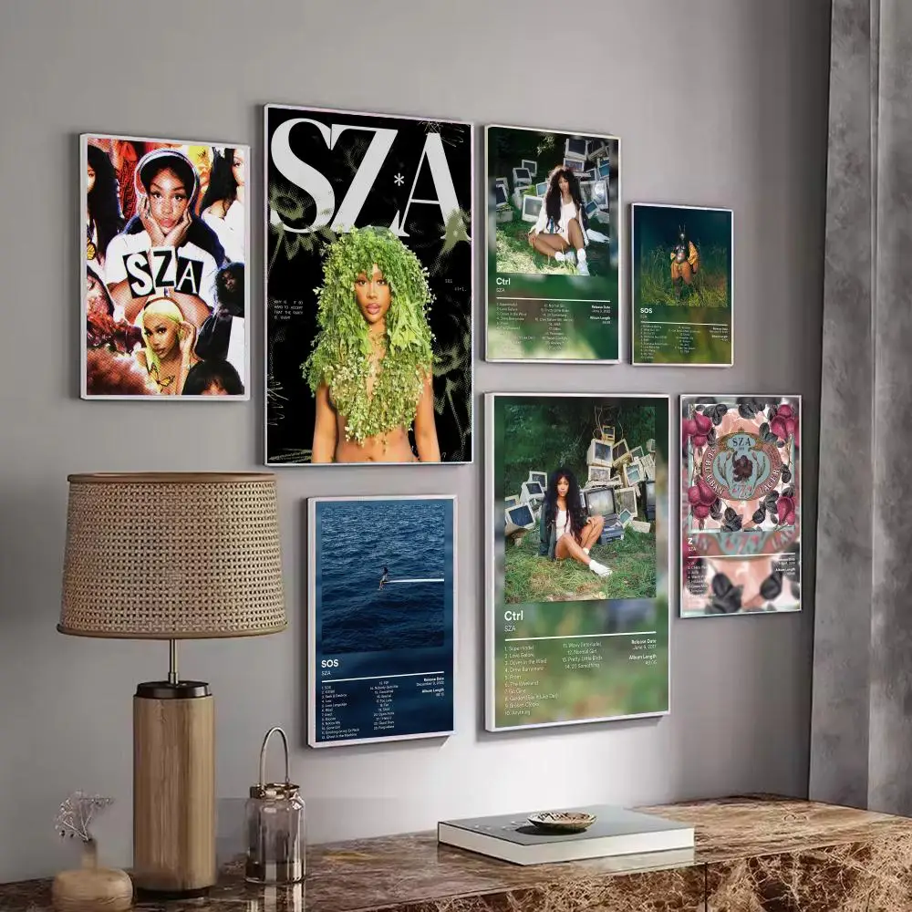 Pop Singer Music Album S-Sza Poster Decorative Stickers Wall Art Mural Photo Design for Home Living Room Hallway Decor Gift