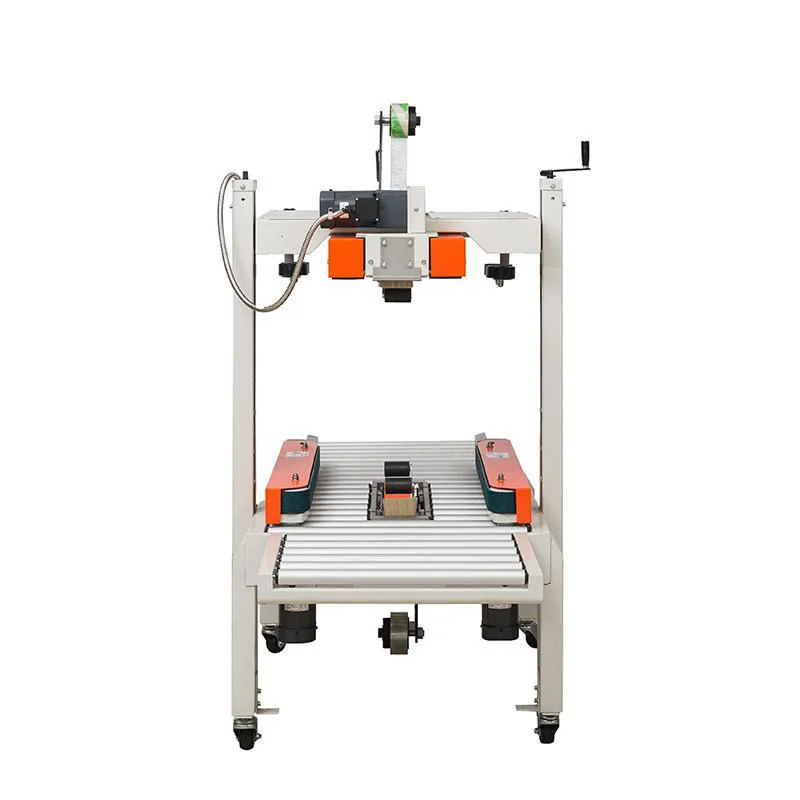 About Semi-Automatic Carton Box Sealing Machine with up Bottom Conveyor for Adhesive Tape and Cardboard Case Packaging&