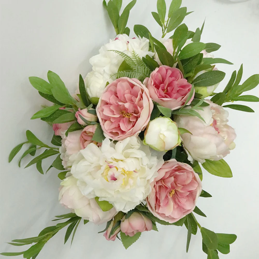 Rosa pfingstrose blumen hochzeits sträuße für brautjungfer seiden rose braut, die blumen diy hochzeits dekoration hochzeit zubehör hält