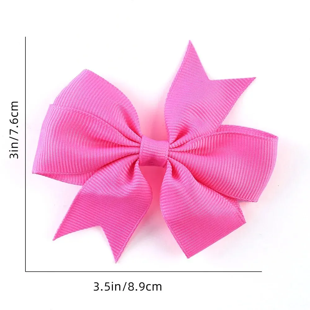 24pcs/Set Solid Grosgrain Ribbon Hair Clips for Girls Hair Bows Hairpins 3 To14 Age Children Handmade Hairgrips Hair Accessories