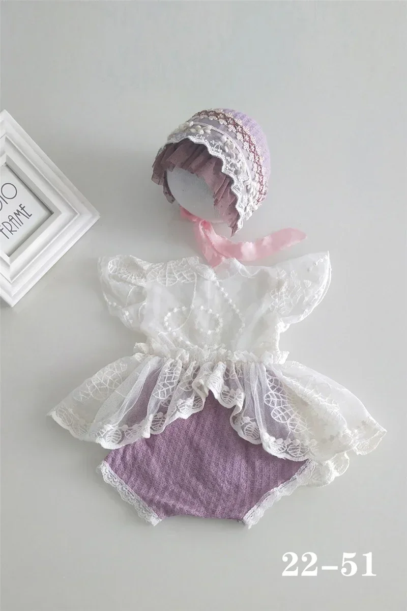 

Newborn Photography Baby Lace HAT+Dress+Pants 3-Piece Suit Baby Photograph Props Accessories Studio Infant Take Photos Clothing