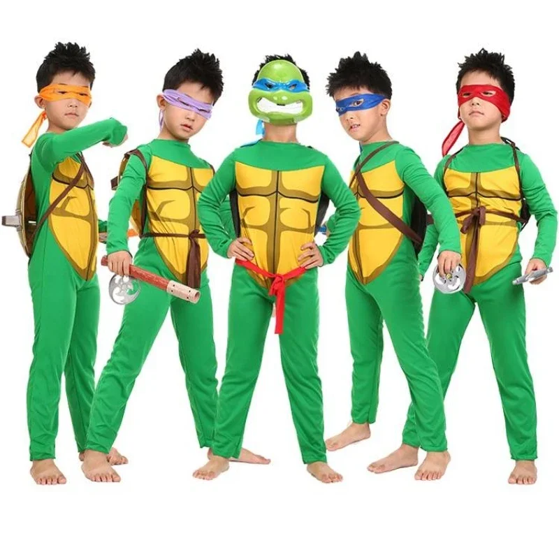 Child Teenage Mutant Ninja Turtles Cosplay Costume Tmnt Masquerade Performance Vice Donatello Anime Halloween Birthday Party Gif