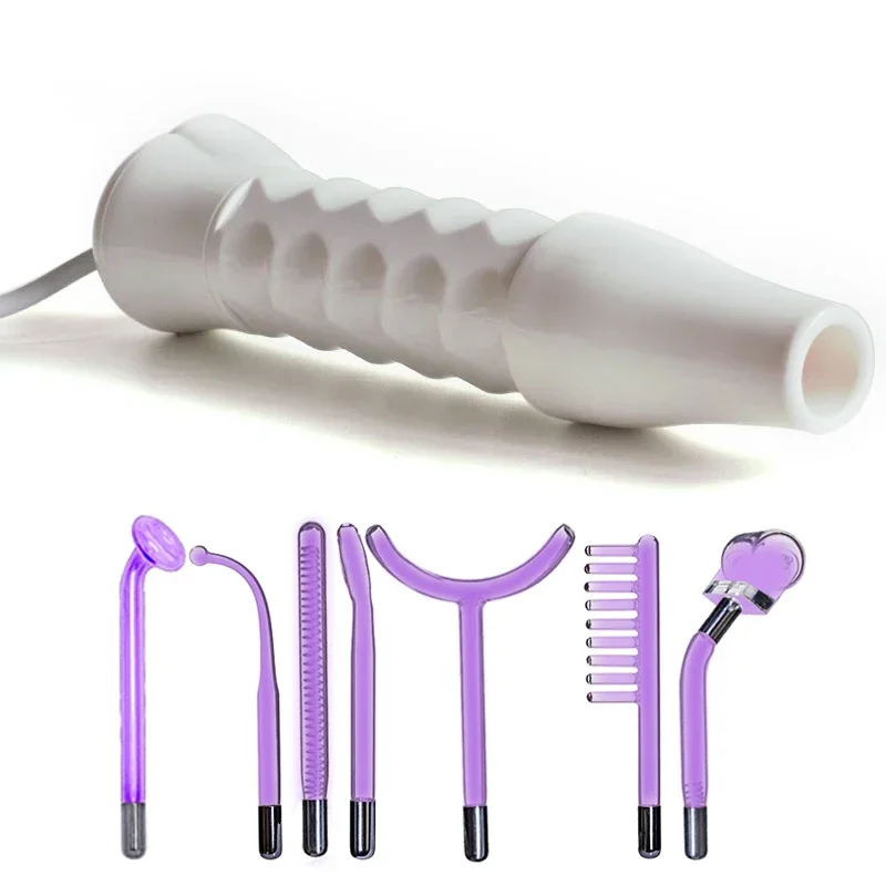 Portable High Frequency Glass Tube Facial Skin Care Purple Violet Ray Electrode Face Body Massage Acne Removal 7 in 1 Beauty Spa