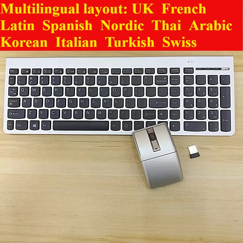 Wireless  Keyboard and Mouse Set for Lenovo SK-8861 UK French Latin German Spanish Nordic Thai Arabic Korean Italian Turkish