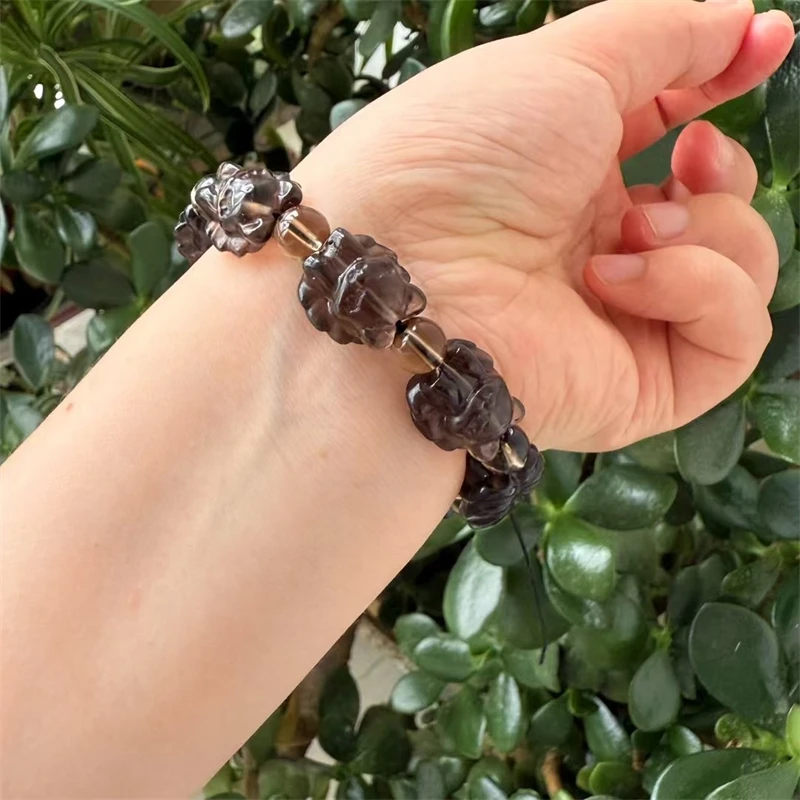 8 مللي متر الطبيعية سموكي الكوارتز حبة سوار اليدوية كريستال مجوهرات تمتد الأطفال هدية عيد ميلاد 1 قطعة #6