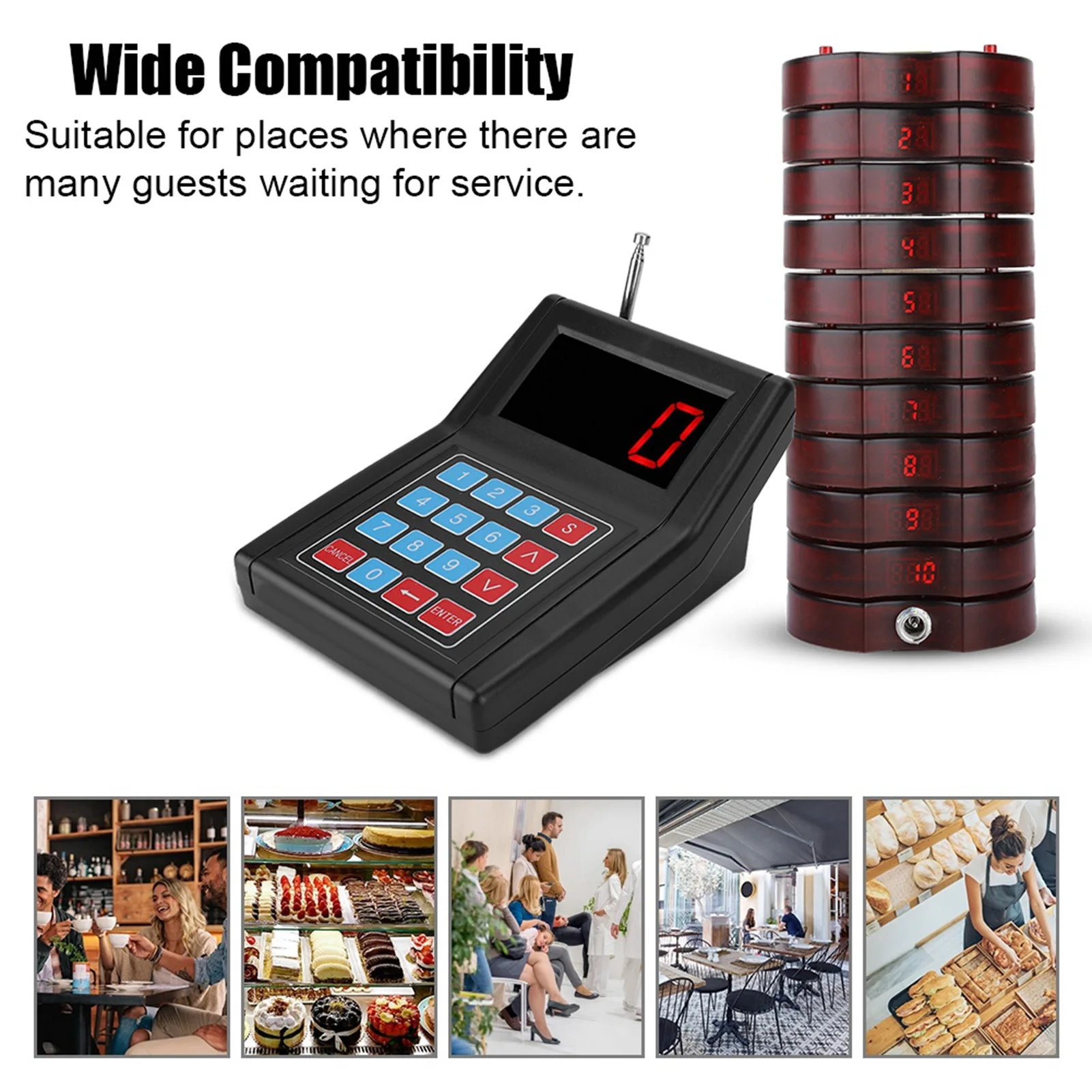 SU-668 Pager Wireless Celling Pager System 20 Receivers for Restaurant Coffee Shop Food Court Queuing System