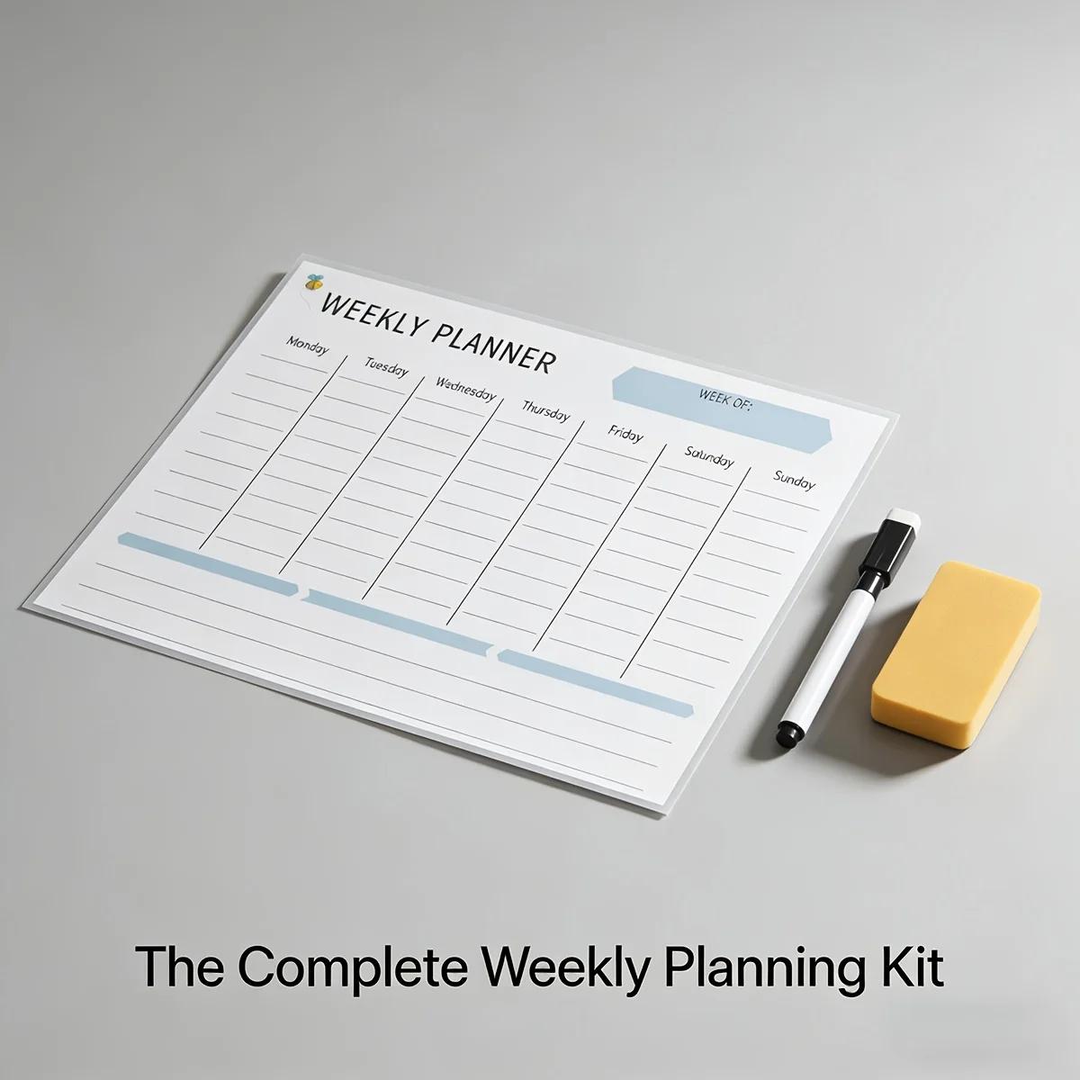 Magnetic Weekly Planner Fridge Magnet Memo Board, Erasable Surface, Comes with Black Whiteboard Marker and Eraser