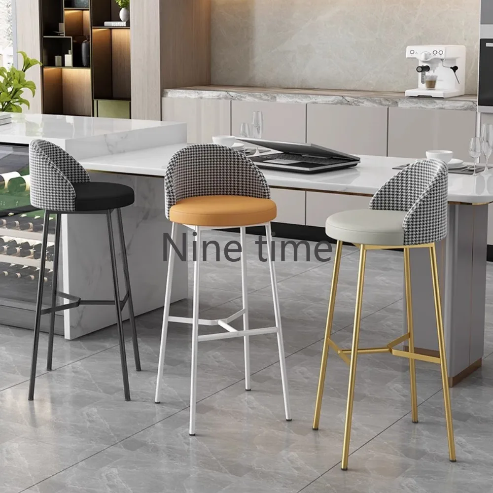 

Modern Bar Stools Ergonomic Chair Home Chaise Design Chairs Manicure Furniture Kitchen Counter Cheap Iron Backrest Stool Cafe