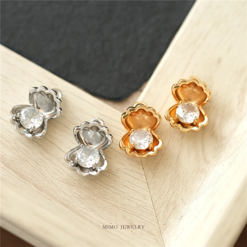 

1PCS 15.8x11.3mm Copper Plated with Real Gold, Plump Large Zircon Shell Pendant, Ocean and Island Style DIY Handmade Accessory