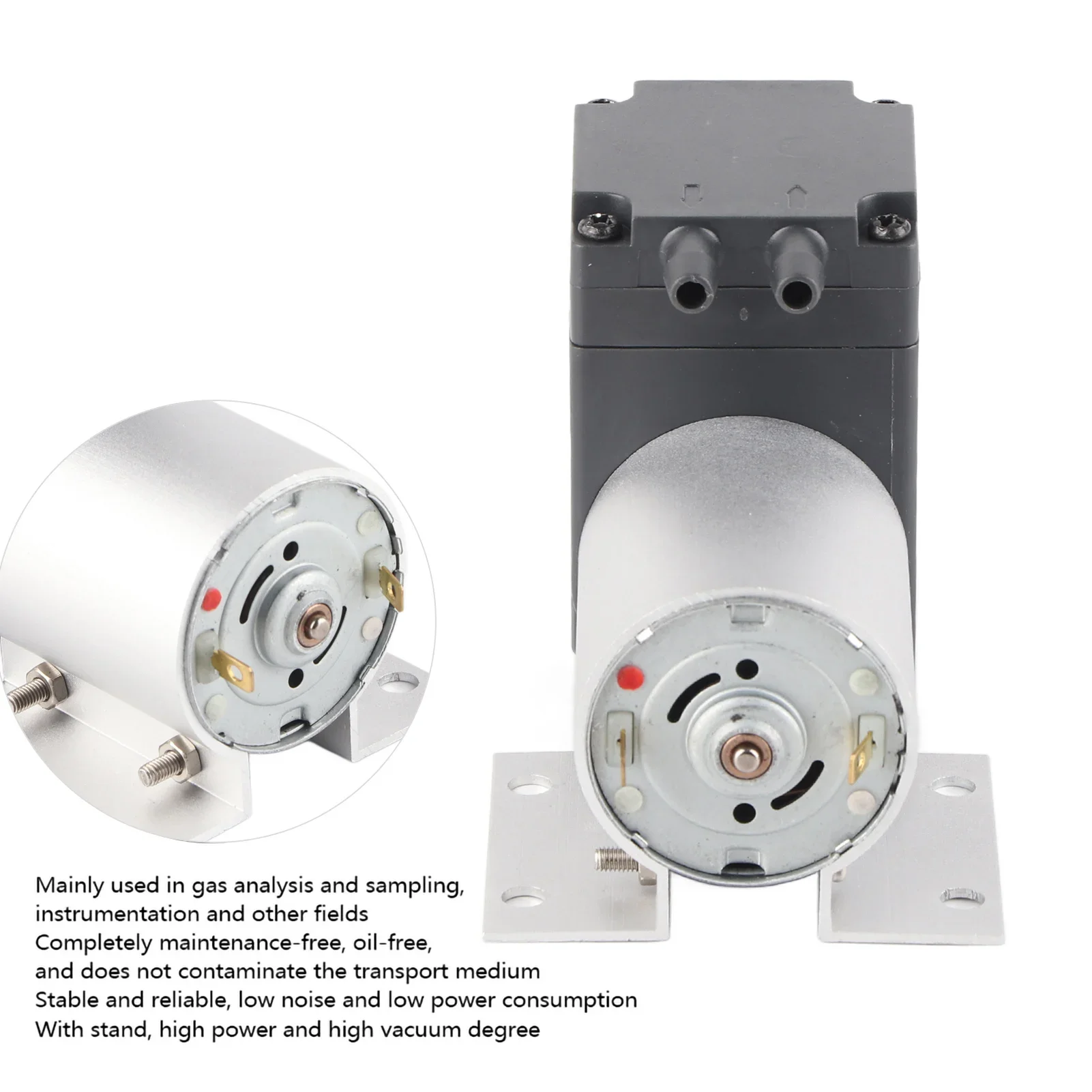 Bomba de Vacío de Presión Negativa de 12V/24V, 72kpa, 8w, 12L/min, Bomba de Succión de Gran Potencia con Soporte