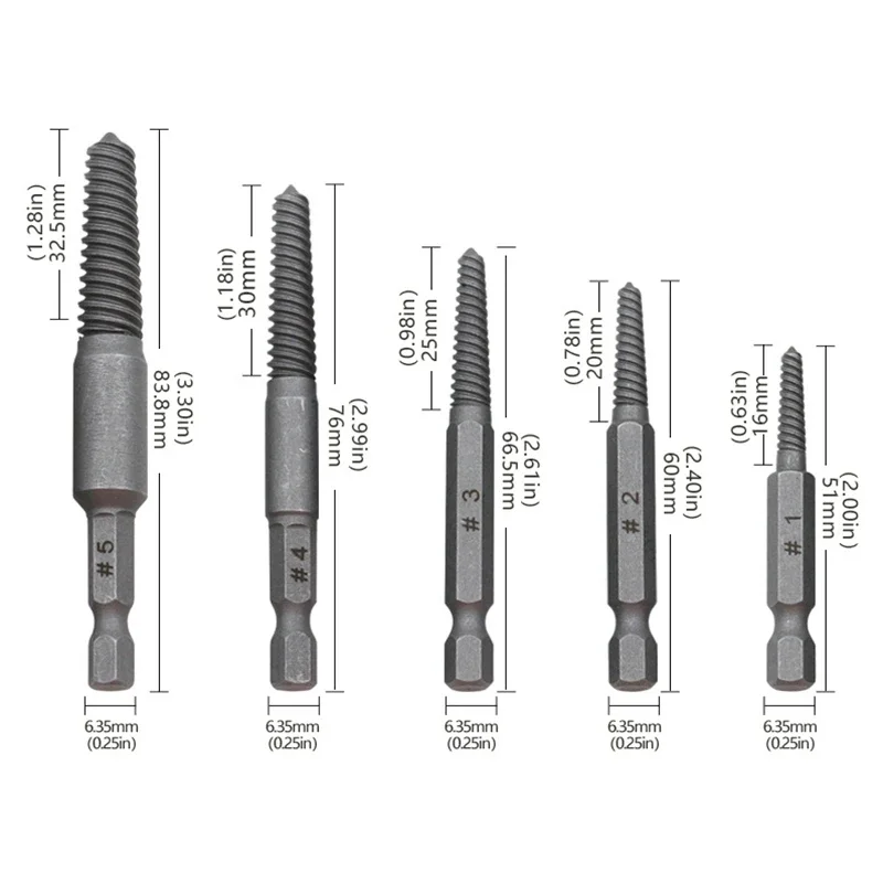 Imagem -02 - Elétrica Hexagonal Shank Parafuso Extractor Tool Cabeça Quebrada Liberação Rápida Auto-bloqueio Haste de Extensão 60 mm Pcs