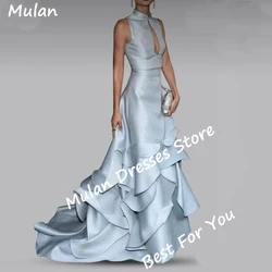 Elegant Long Tiered Evening Dresses for Women Satin Floor-Length Ruffles Special Events Prom Party Dress Wedding Gala Maxi 2024