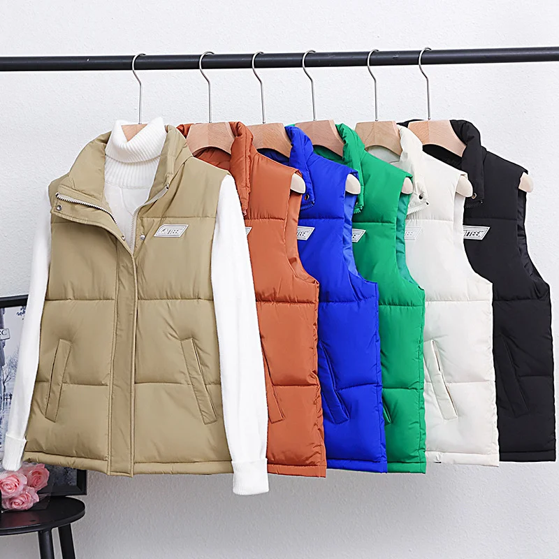 

2022 New Autumn Winter Women Puffer Jacket Vest Thick New Cotton Sleeveless Waistcoat Coats Female Zipper Jacket Chaleco Mujer