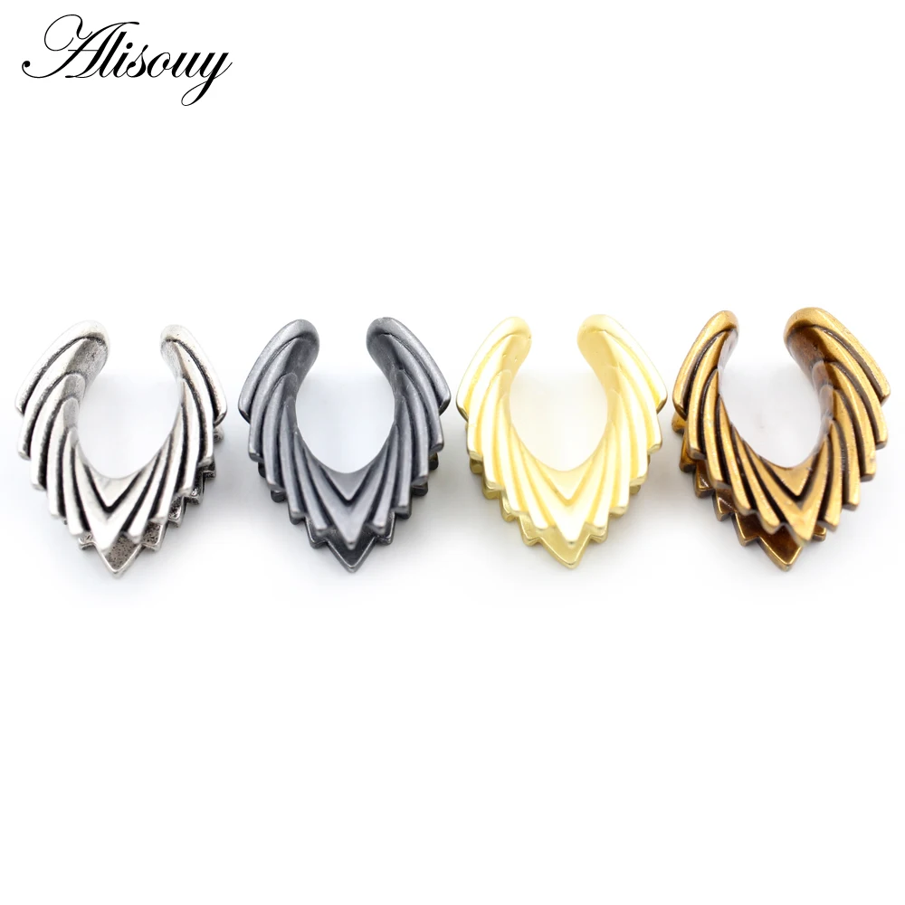 Alisouy 1PC 8-25mm Copper Irregular Streamline Saddle Ear Tunnels Plugs Expander Stretcher Gauges Earrings Piercing Body Jewelry