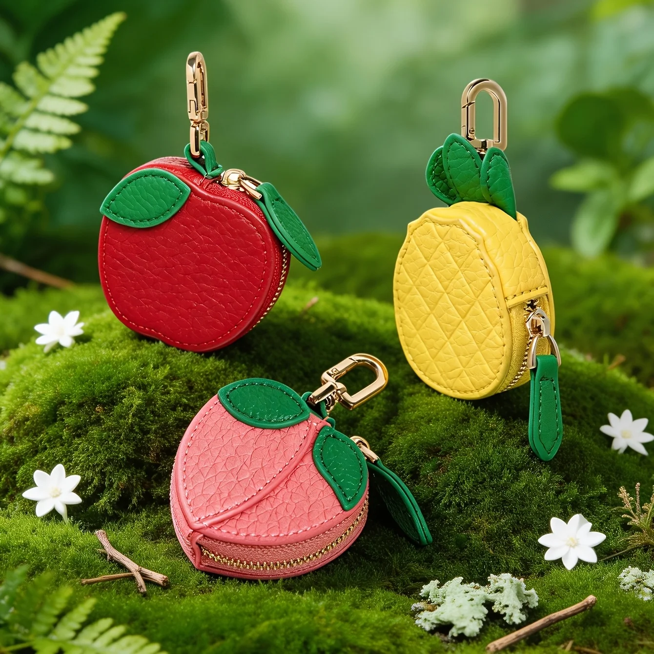 2026 Adorable Handmade Fruit/Ladybug Coin Holder | Small Zipper Bag | Backpack Charm | Tiny Change Purse