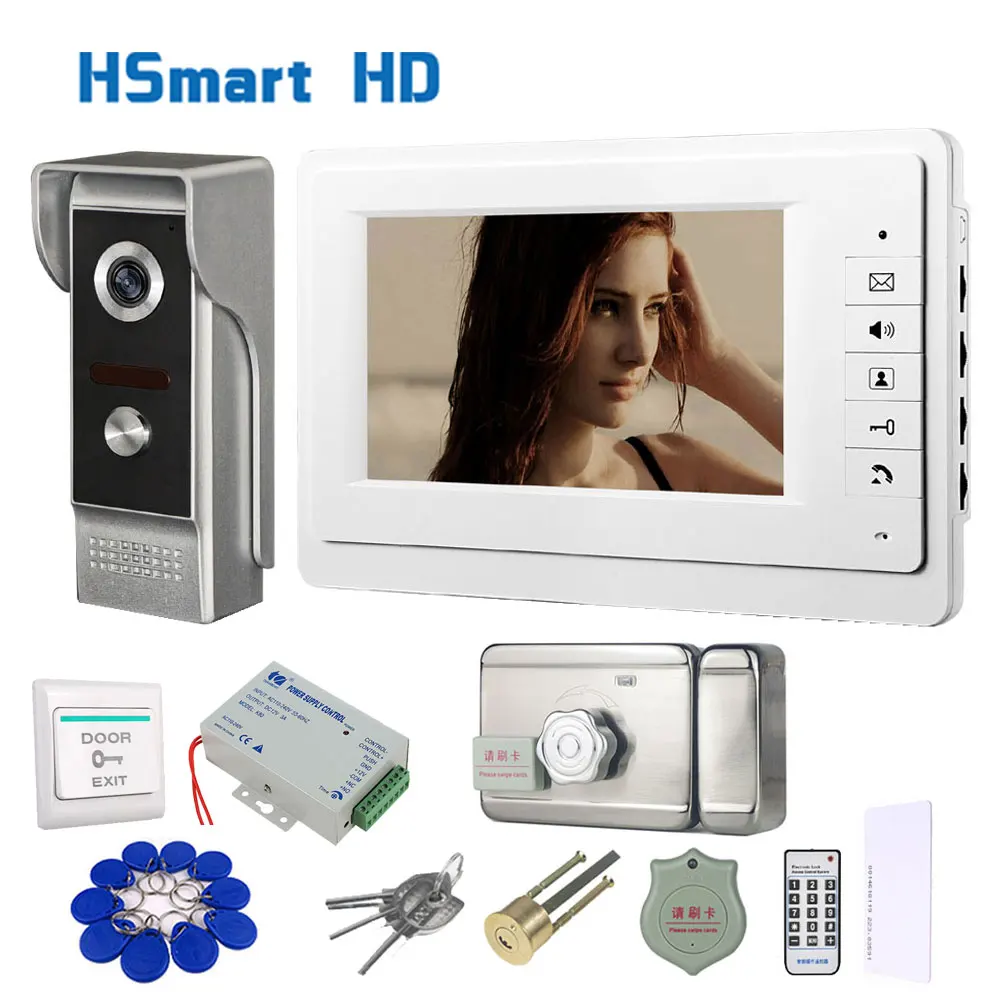 7 Inch Screen Monitor Wired Video Intercom for Home Door Phone Doorbell with Electric Lock House Access Control System