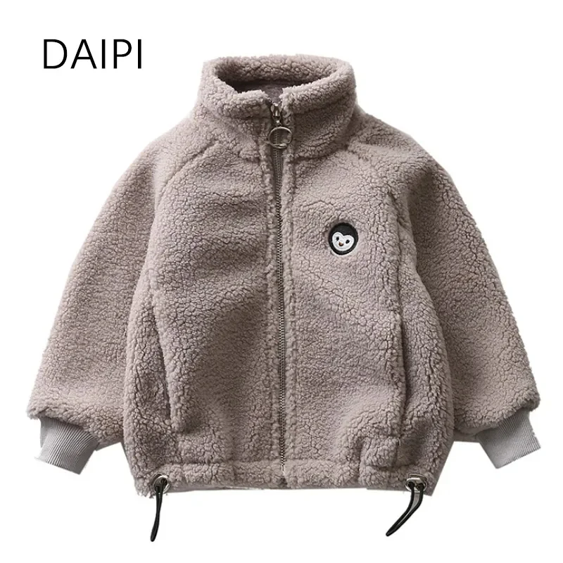 

Женское теплое пальто для младенцев, мультяшная куртка с высоким воротником на молнии и карманом для мальчиков и девочек, новинка 2023, детская зимняя куртка для девочек