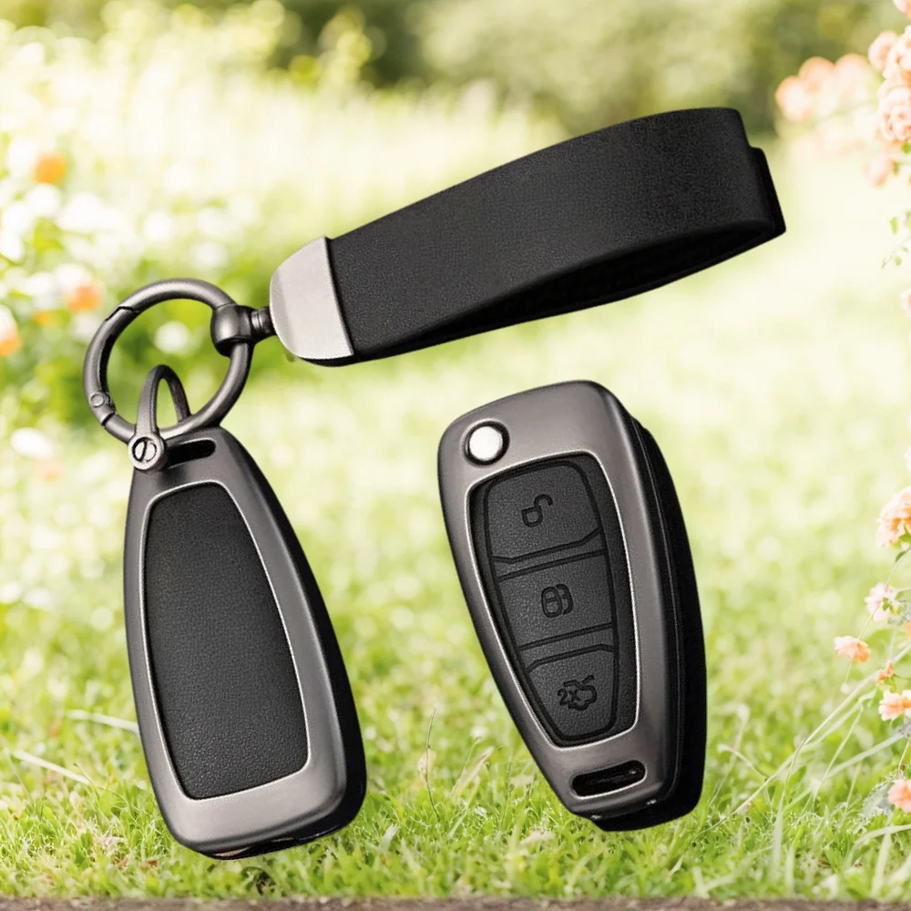 Zinc Alloy Leather Car Remote Key Case Case For Ford C-Max Focus Galaxy Grand C-Max Mondeo S-Max Transit Tourneo Custom Ranger