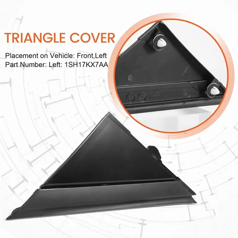 A13F-Car Door Mirror Flag Cover Molding Triangle Cover For FIAT 500 2012-2019