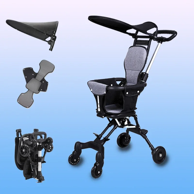 Baby Stroller for Toddler One-click Folding Lightweight Stroller Two-ways Baby Strolling Cart with Canopy Swivel Front Wheel