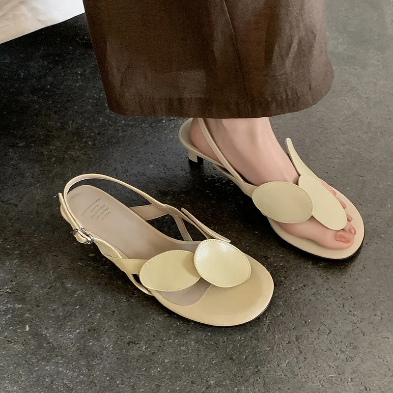 

2026 NEW Summer Women Sandals Genuine Leather Shoes for Women Open Toe High Heels Shoes Modern Sandals Buckle Strap Flip-flops